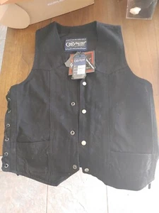 Men's Denim Vest with Side Laces Conceal Carry Pockets By Daniel Smart DM911 - Picture 1 of 3