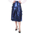 Burberry Bright Navy Ruffle Detail Lame Skirt