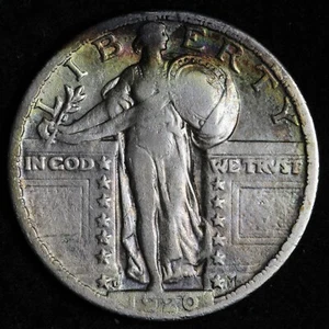 1920-D Standing Liberty Silver Quarter VF+ TONED E253 RACHM - Picture 1 of 2