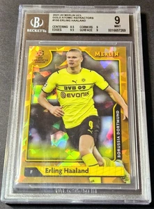 2021-22 Merlin UCL Gold /50 Atomic Refractor Erling Haaland #150 UEFA BGS 9 - Picture 1 of 2
