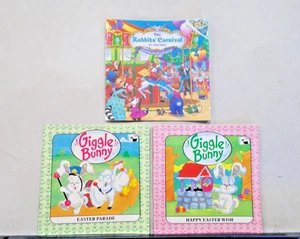 3 CHILDRENS BOOKS RABBITS CARNIVAL EASTER PARADE HAPPY WISH GIGGLE BUNNY - Bild 1 von 3