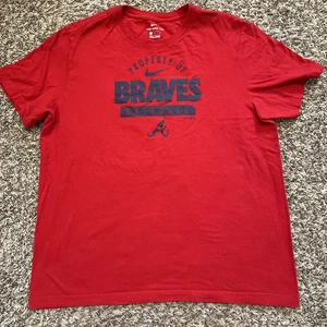 Nike Atlanta Braves 100% Cotton Red T-Shirt Men’s Size Large The Nike Tee MLB - Picture 1 of 8