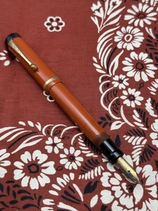 Antica penna stilografica Parker Duofold Jr. Lucky Curve anni '20 arancione pennino P - Foto 1 di 24