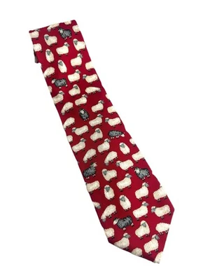 Vintage Alynn Handmade Men’s Silk NeckTie 59”x3.75” “ Black Sheep” Very Cute Tie - Image 1 of 4