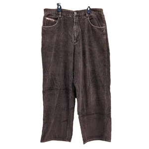 Pantalone vintage Southpole uomo 36x29 marrone balena larga plissettato velluto a coste largo Y2K - Foto 1 di 14