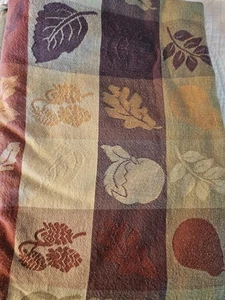 Herbst Tischdecke oval 66 x 70" Patchwork Jacquard Baumwolle Blatt Eicheln gewebt - Bild 1 von 7