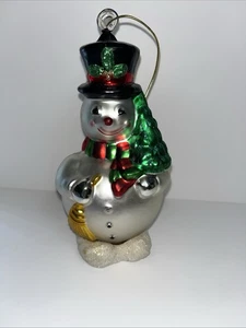 Muñeco de nieve vintage con árbol adorno de Navidad decoración navideña muelle 1 brillo ☼ - Imagen 1 de 11