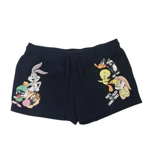 Looney Tunes Womens Knit Shorts Drawstring Stretch Pockets Black Size 3X - Picture 1 of 8