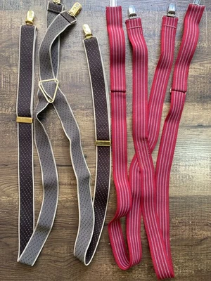 Tirantes Hombre Borgoña Rojo/Rayas y Marrón - 1 Alemania 1 desconocido - 1" Ancho Foto 1 de 4