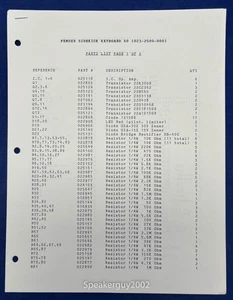 Original Fender Sidekick Keyboard 60 Schematic & Parts List - Picture 1 of 1