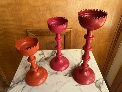 Vintage IKEA Colorful Harfin Candleholder Set Of 3:  90s Metal Decor  - Image 1 of 4