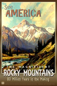 ROCKY MOUNTAINS New Retro WPA Type America Tourism Travel Poster Art Print 130 - Picture 1 of 1