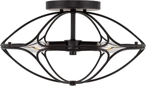 Kira Home Rue 16" 3-Light Modern Industrial Semi Flush Mount Ceiling Light + Met - Picture 1 of 7