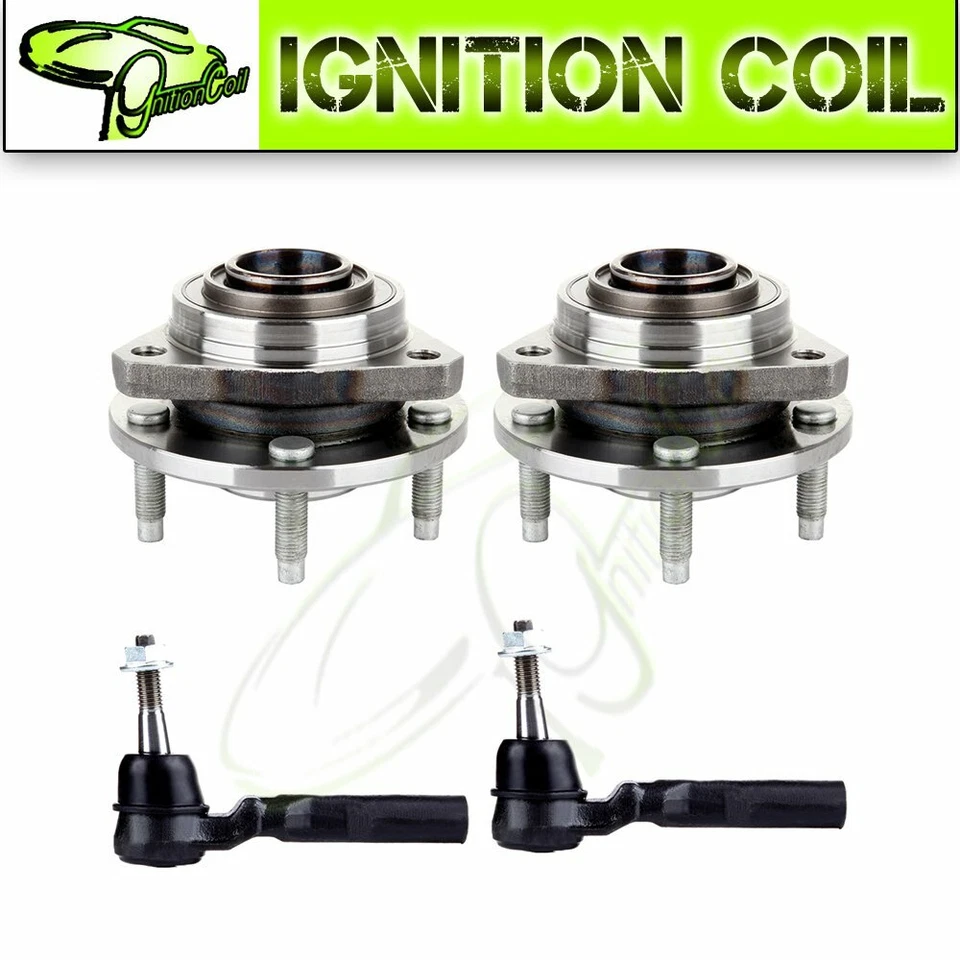 4pc Front Wheel Hub & Bearing Outer Tie Rod Kit Fits 2004-07 Chevrolet malibu - Imagem 1 de 4