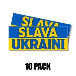 Calcomanía adhesiva Slava Ukraini AZUL amarillo soporte bandera Ucrania parachoques 10 PK 7,5x3 - Imagen 1 de 4