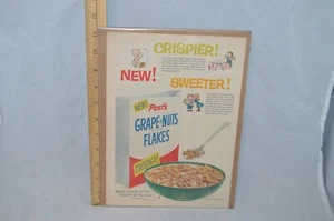 Magazine ad cereal, Post Grape-Nuts Flakes, “Crispier!”, “New!”, “Sweeter!”, '54 - Picture 1 of 4