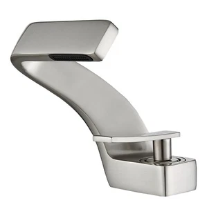 Brushed Nickel Bathroom Basin Sink Faucet Waterfall Single Hole Lavatory Faucet - Picture 1 of 8
