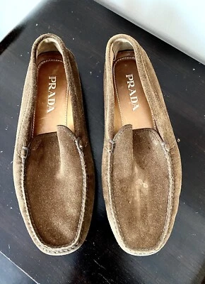 Mocasines sin cordones de conducción Prada para hombre de cuero EU 7 US 8 marrón Foto 1 de 4
