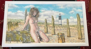 Aktstudie Kunst Gemälde Öl auf Karton: "Strandszene" Krys Leach NavigationArt - Bild 1 von 3