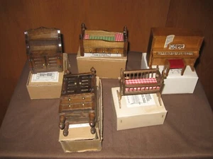 Vintage Lot Concord Miniature Dollhouse Furniture Piano Hutch trundle bed crib - Picture 1 of 2