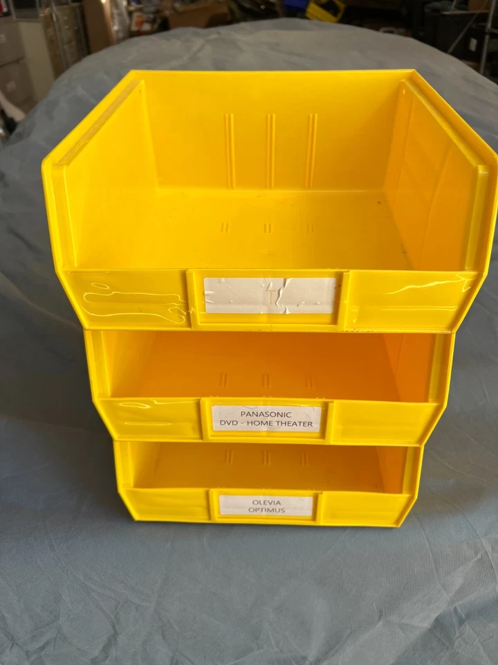 LOT of 3 Quantum QUS235 Yellow Stackable Storage Bins 10 7/8 x 11 in x 5 - Image 1 of 1