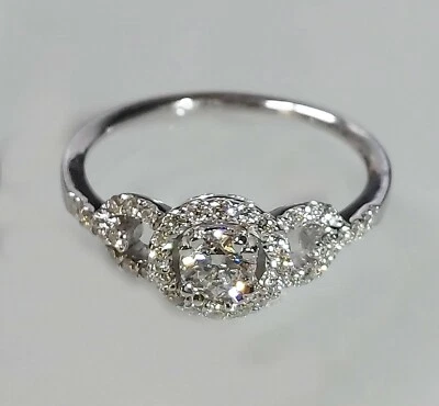 Half carat Halo Ring ,GIA Certificate Diamond ring 14k white gold 0.57ct.Size  7 - Image 1 of 4