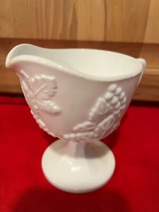 Perfect Colony Indiana White Milk Glass Harvest Grape Pedestal Cream Pitcher - Picture 1 of 2
