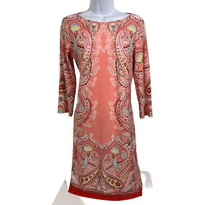 London Times Shift Dress Women's Size 4 Colorful Paisley 3/4 Sleeve Knee Length - Image 1 of 4