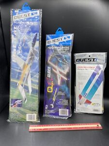 Quest LOT (3) Model Rockets ~ FLAT CAT - Q E-Z Glider - COMMANDER  ~ All NOS 
