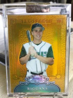 SHAWN RIGGANS RC #7/10 GOLD BOWMAN STERLING PROSPECT ROOKIE TAMPA RAYS - Image 1 of 2