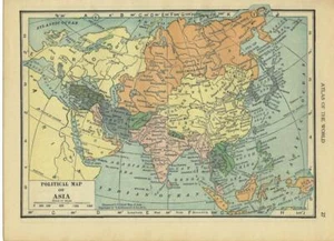 Vintage Karte von Asien von 1931 / 6x8 tolle Größe für Wandbilder / 90 Jahre alt - Bild 1 von 1