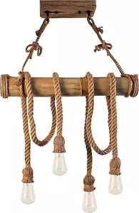 RETRO SEIL KRONLEUCHTER 4 GLÜHBIRNEN E27 HÄNGELEUCHTE BAMBUS VINTAGE LICHT KO... - Bild 1 von 9