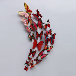 12PCS 3D Butterfly Magnet Wall Stickers Fridge Home Party Wall Paste Decoration