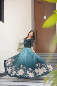 Rama Anarkali Gown Indian Partywear dress Salwar Suit - Picture 1 of 15