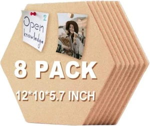 Self-Adhesive 8 Pcs Cork Board Tiles Wall Bulletin 12x10.2inch, Brown - Picture 1 of 9