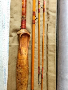 Vintage Wilsonrute 3tlg 9' mit extra Spitze Bambus Fliegenrute Original Socke - Bild 1 von 7