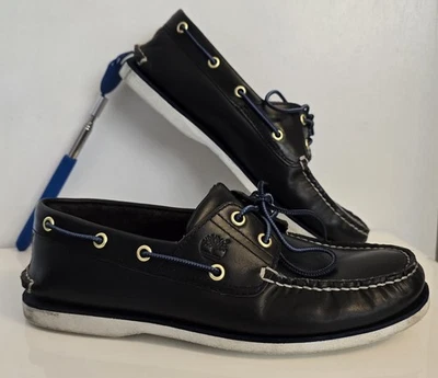 Timberland Mens Boat Shoes Navy Size 7 EU 41 Leather Ortholite 2 Eye Lace Up - Image 1 of 4