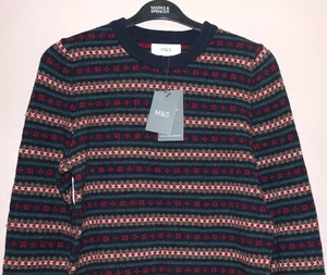 JERSEY DE LANA DE CORDERO EXTRA FINO M&S TALLA S PEQUEÑO AZUL MARINO MEZCLA - NUEVO - Imagen 1 de 2