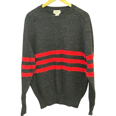 Vintage GAP Shetland Wool Sweater Made Scotland Red Stripe 90s Varsity Preppy - Image 1 of 3