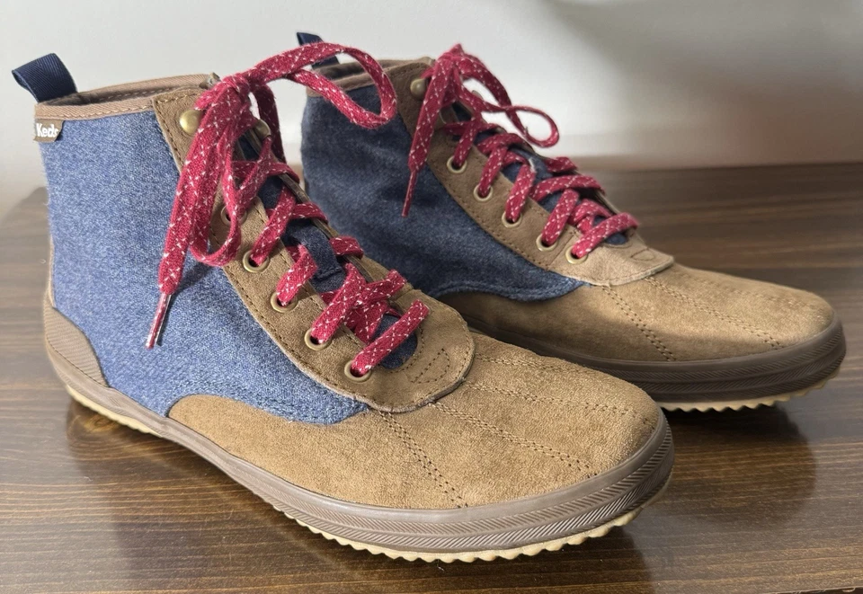 Keds Scout Wool Boots Brown & Blue High Top Lace Up Size 8 Fall 2017 Release - Image 1 of 4