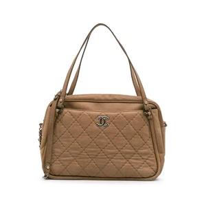 Authenticated Chanel Quilted Iridescent Calfskin Relax CC Satchel Brown - Picture 1 of 13