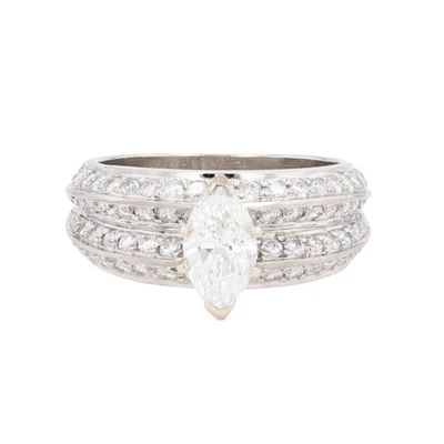 Anillo de compromiso solitario de diamantes con detalles GIA 2,09 ctw paladio talla 7 Foto 1 de 4