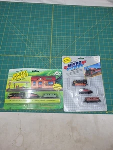VTG 1989 Soma MICRO POWER TRAIN SET Of 2 PullnGo Diecast Locomotive  - Bild 1 von 7
