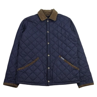 Penfield Jacket Mens Large L Navy Blue Nylon Diamond Quilted Coat Cord Collar - Image 1 of 4
