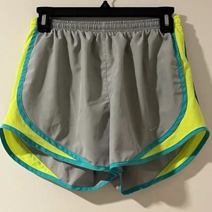 Nike Dri Fit Tempo Running Shorts Lined Gray Turquoise Neon Womens S Athletic - Picture 1 of 6