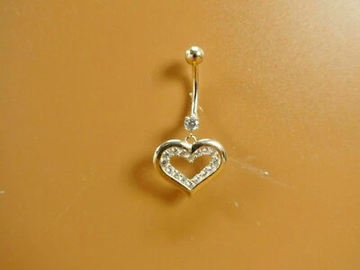 2Ct Round Lab-Created Diamond 14k Yellow Gold Plated Heart Shape Belly Button - Image 1 of 3