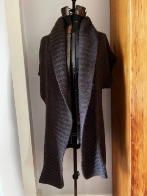 Acogedor Apostrophe Para Mujer Marrón Manga Corta Cárdigan Chal Cuello Suéter - L Foto 1 de 4