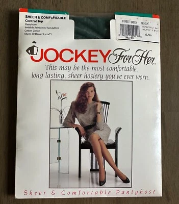 VTG 1991 Jockey for Her Sheer Control Top Pantyhose Forest Green Medium NOS NEW - Image 1 of 2