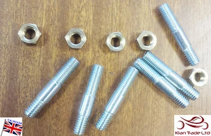 5/16 UNC/UNF x 1 15/16 verzinkte Krümmerbolzen + Messingmutter, Einlass Auspuff 49 mm - Bild 1 von 2