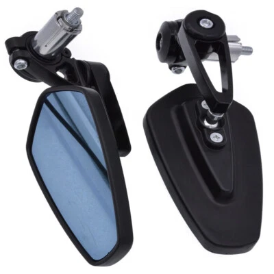 For Yamaha YZF R6 R3 R1 Motorcycle 7/8" Bar End Rear View Side Mirror Black Blue - Изображение 1 из 4